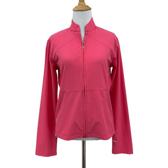 Marika Jacket Womens Medium Hot Pink Full Zip Long Sleeve Mock Neck Athletic - Picture 1 of 13